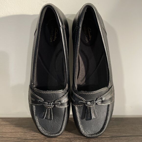 Clarks Ashland Bubble Loafer Black Leather Slip On Comfort Shoes Women’s 7.5 - Picture 6 of 8